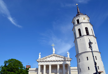 Image showing Vilnius cathedral bell tower Gediminas castle fort 