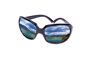 Image showing Reflection of the coast in glasses