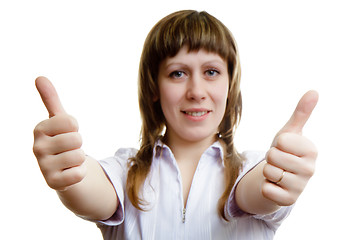 Image showing young girl with two thumbs up