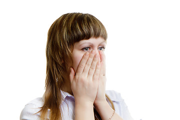 Image showing frightened young woman