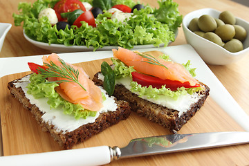 Image showing Fresh salmon sandwich
