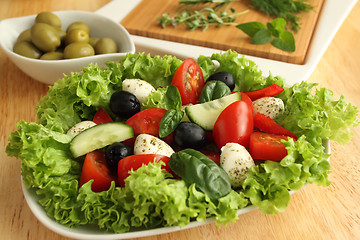 Image showing Tomatos, olives, cheese