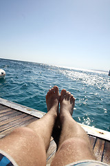 Image showing lying on deck of yacht