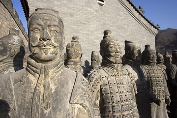 Image showing Figures of Soldier and Horses Clay