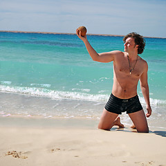 Image showing Man posing on beach