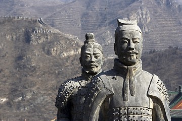 Image showing Figures of Soldier and Horses Clay