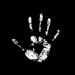 Image showing white handprint on a black background