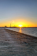 Image showing Sunset on the river.