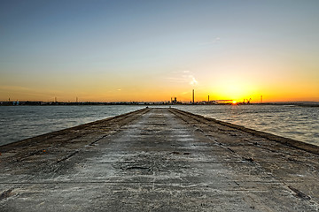 Image showing Sunset on the river.