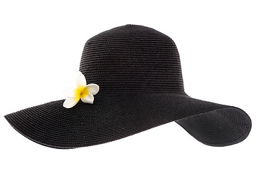 Image showing black woman's hat with flower isolated on white background