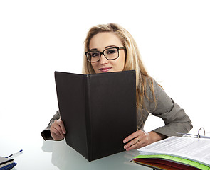 Image showing young successful business woman in the office