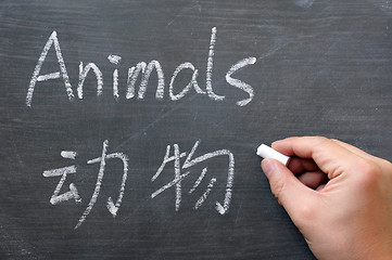 Image showing Animals - word written on a smudged blackboard