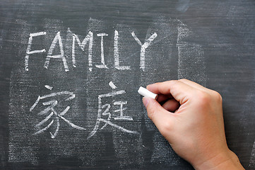 Image showing Family - word written on a blackboard