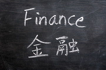Image showing Finance - word written on a smudged blackboard