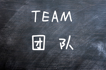 Image showing Team - word written on a smudged blackboard