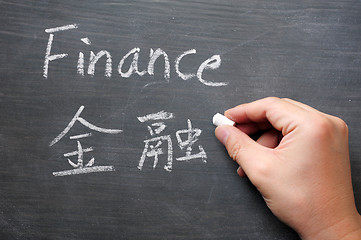 Image showing Finance - word written on a smudged blackboard