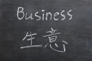 Image showing Business- word written on a smudged blackboard