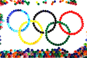 Image showing olympics games symbol from color plastic caps