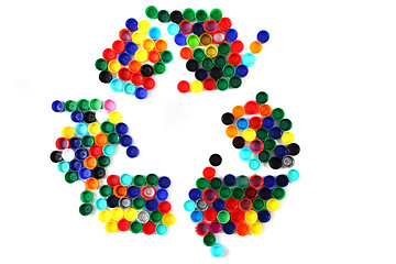 Image showing symbol recycle from color plastic caps