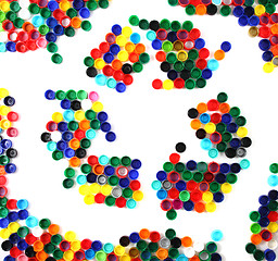 Image showing symbol recycle from color plastic caps