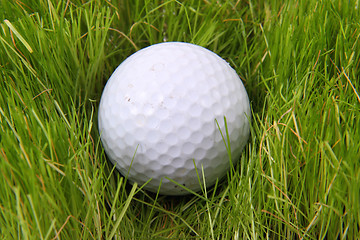 Image showing golf ball in the green grass