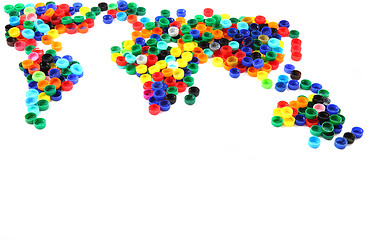 Image showing world map from plastic caps