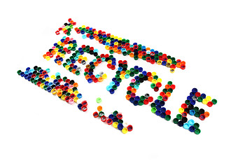 Image showing word recycle from color plastic caps