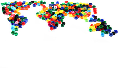 Image showing world map from plastic caps