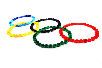 Image showing olympics games symbol from color plastic caps