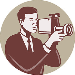 Image showing Photographer Shooting Video Camera Retro