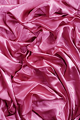 Image showing Pink wrinkled silk fabric