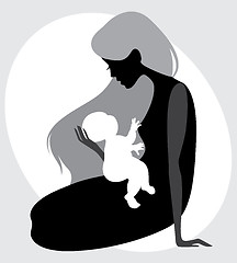 Image showing Mother and child silhouette