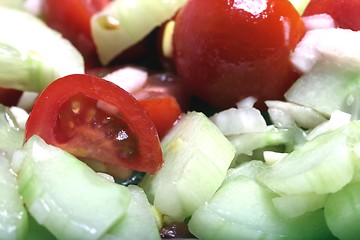 Image showing fresh cucumber and tomatoe salad