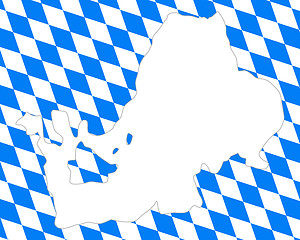 Image showing Bavarian flag and map of lake Chiemsee