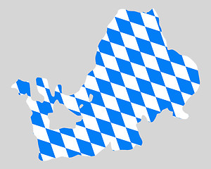 Image showing Bavarian flag and map of lake Chiemsee