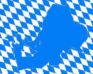 Image showing Bavarian flag and map of lake Chiemsee