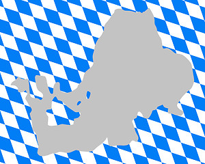 Image showing Bavarian flag and map of lake Chiemsee