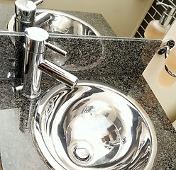 Image showing Stainless Steel and Black bathroom detail