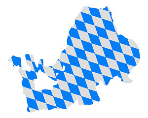 Image showing Bavarian flag and map of lake Chiemsee