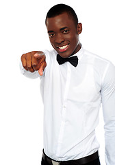 Image showing African businessman pointing at you