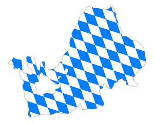 Image showing Bavarian flag and map of lake Chiemsee