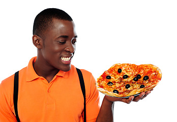 Image showing Hey lets enjoy some yummy pizza