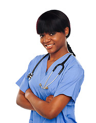 Image showing Female surgeon with stethoscope