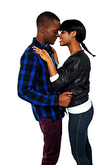 Image showing African young couple deeply in love