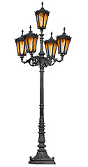 Image showing Antique lamp post on white