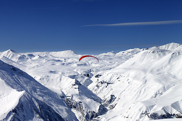 Image showing Sky gliding in snowy mountains