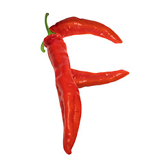 Image showing Letter F composed of red chili peppers
