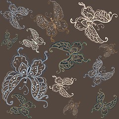 Image showing Seamless background. Illustration  butterflies.   