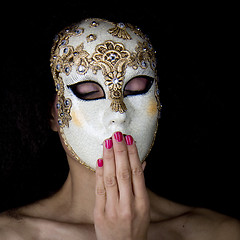 Image showing Woman wearing a beautiful carnival mask 