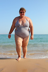Image showing overweight woman on beach